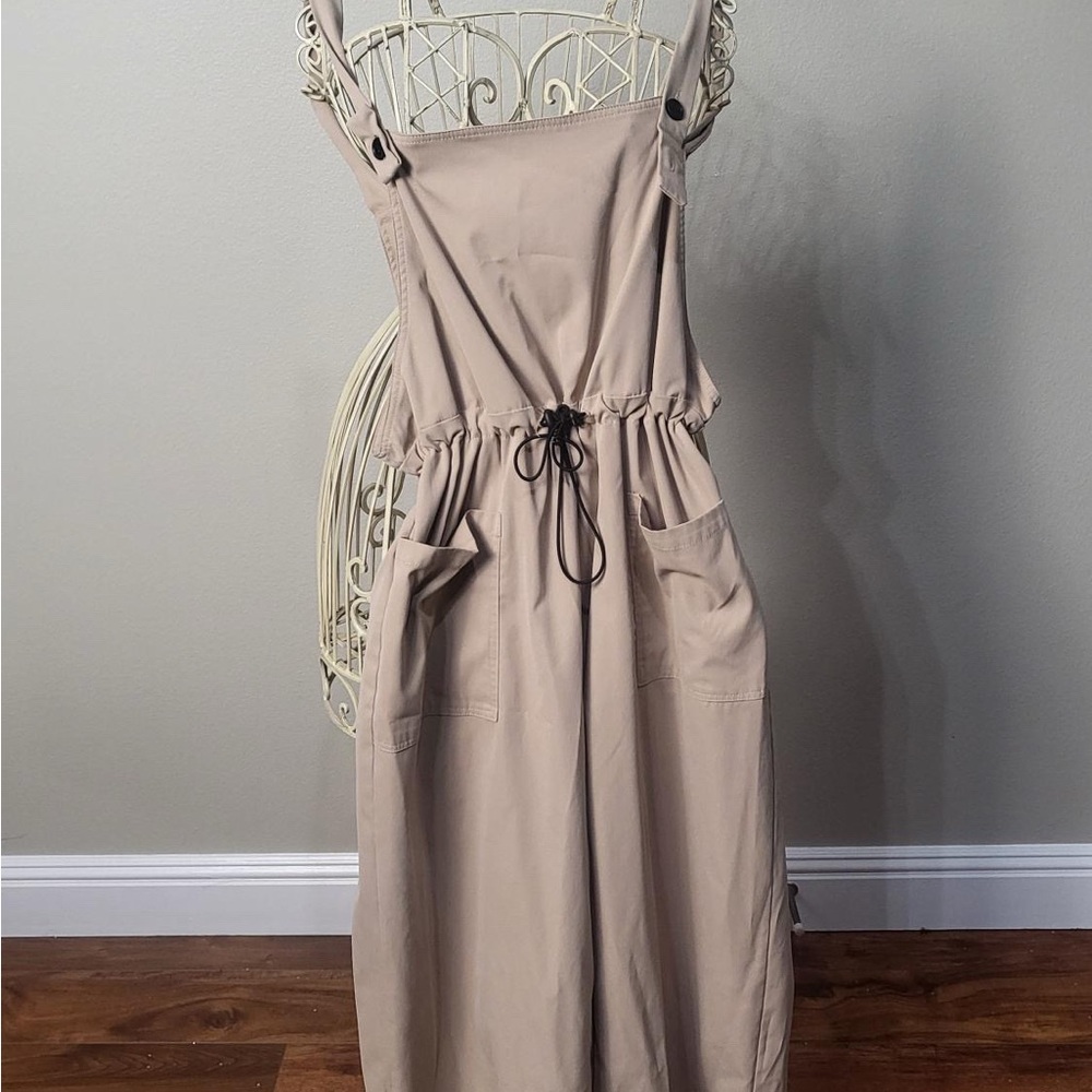 SHEIN Tan Sleeveless Spaghetti Strap Mini Sundress